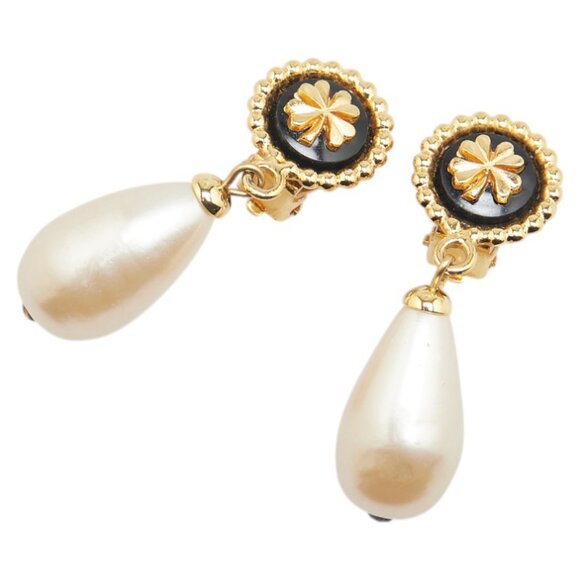 CHANEL Black Pearl Love Earrings